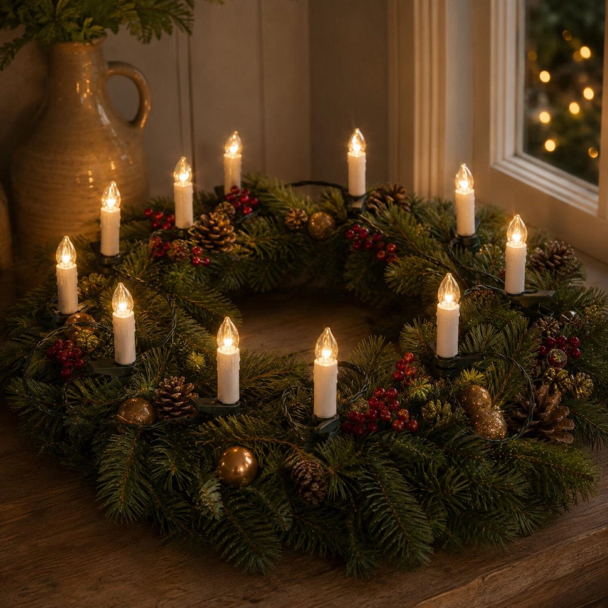Kaarsen verlichting - 12 meter - 50 LED lampjes - warm wit - kerstverlichting lichtsnoer – foto 5