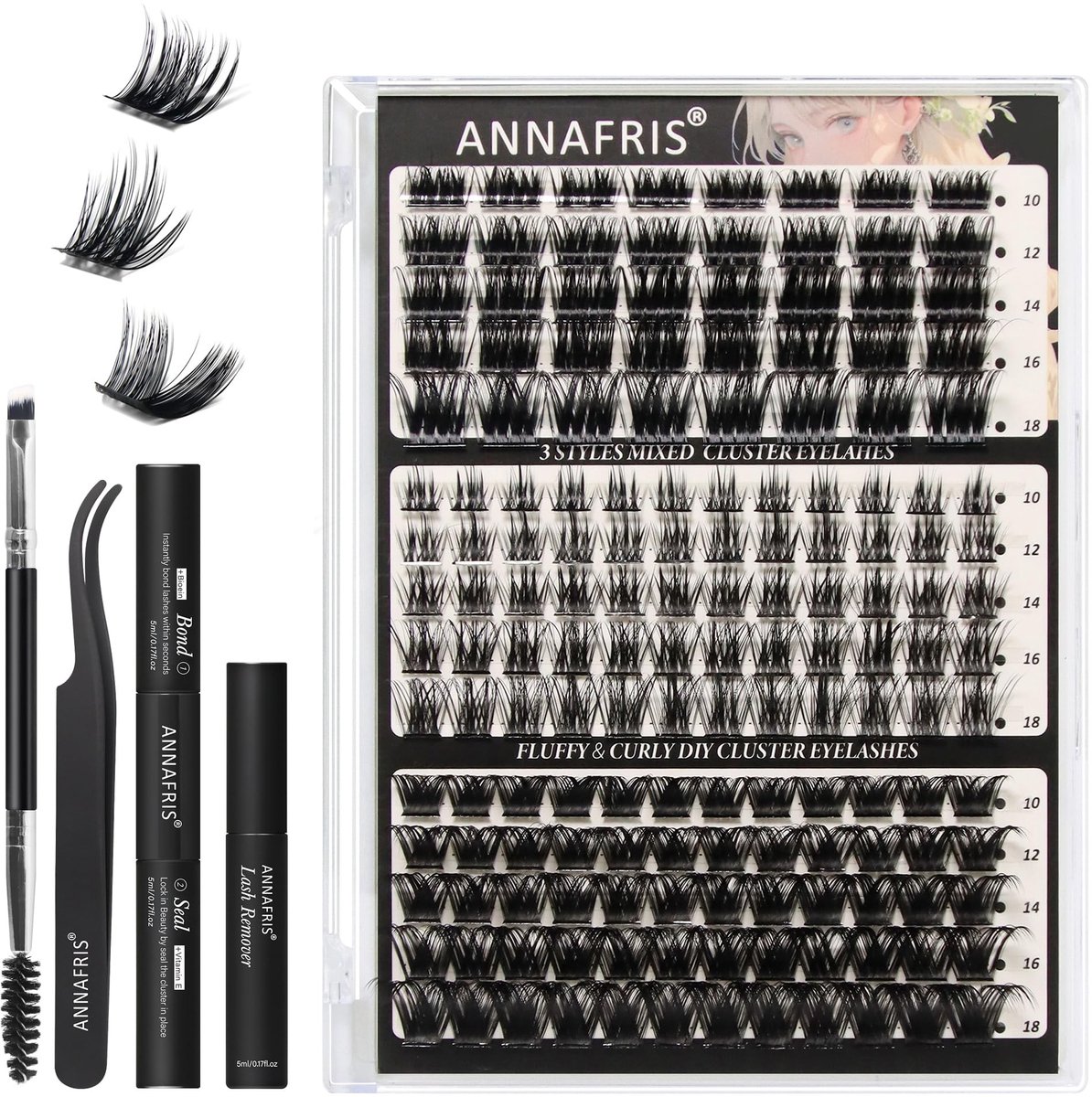 Omgoods - Cluster Wimpers Set met Wimperlijm en Pincet
