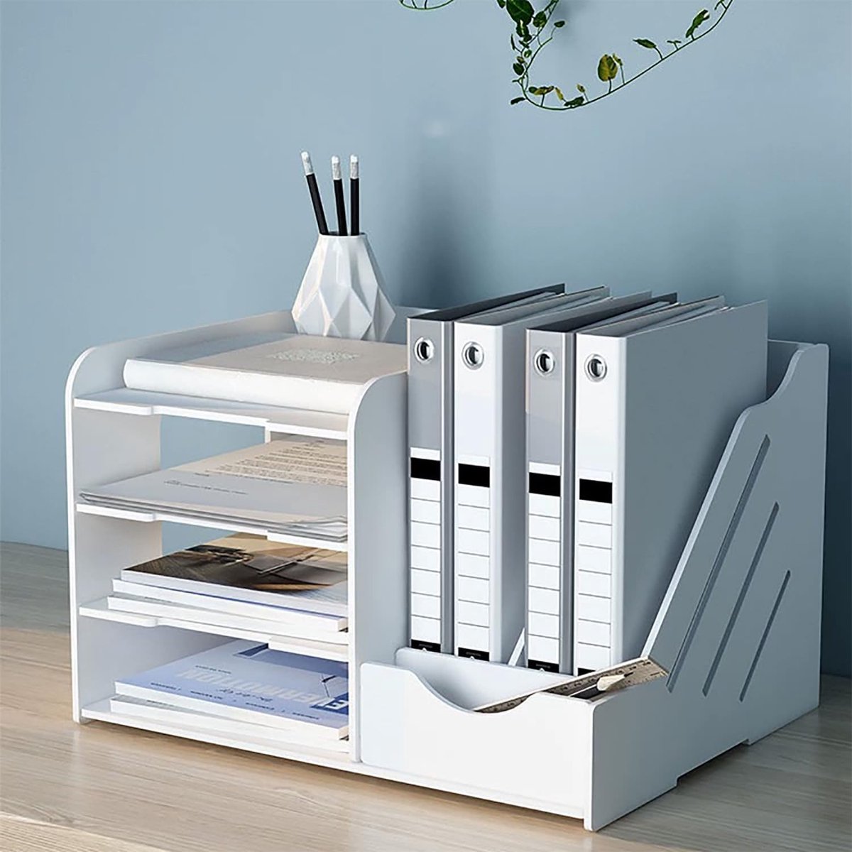Bureau Organizer - Bureau Opberger - Documentenrek - Stapelbaar Opbergrek voor Kantoor - Organizer voor Bureaublad - Geschikt voor Mappen en Papieren - 1 Stuk