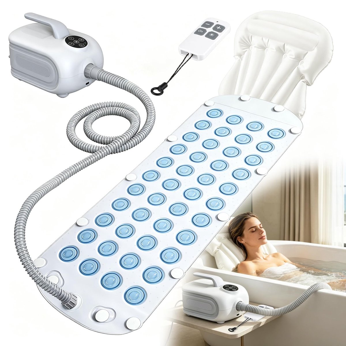 Omgoods - Upgrade Bubble Bath Mat voor Bad met Inflatable Pillow