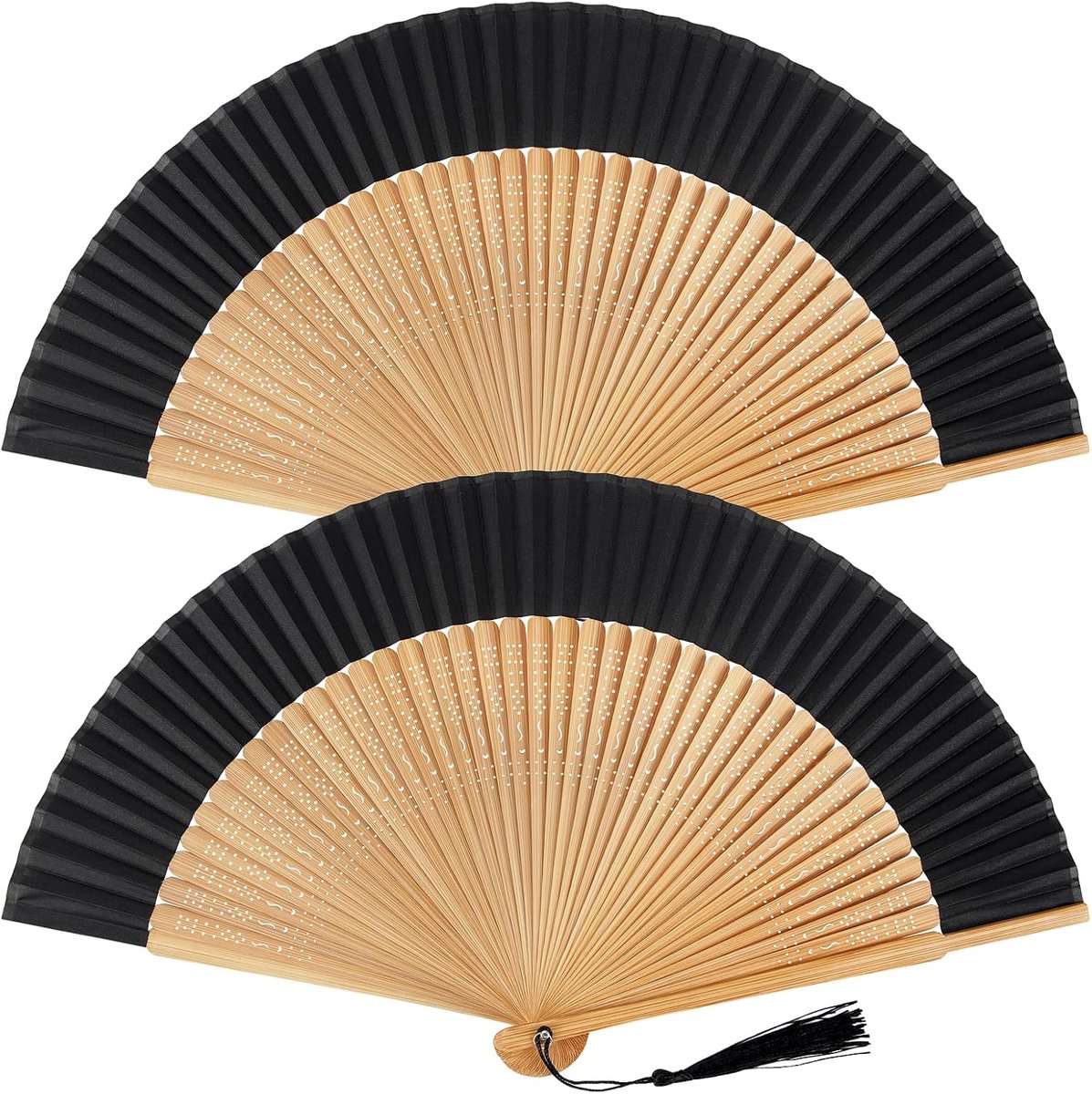 Set van 2 opvouwbare handwaaiers – Sexy bamboe waaiers | Ideaal voor verjaardagen, bruiloften, bedankjes, optredens, dans, feestjes en huisdecoratie