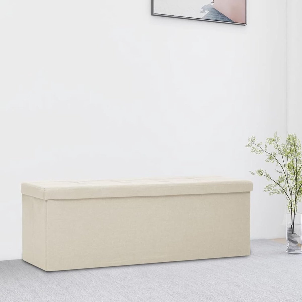 Opvouwbare kist in crème-look, tuinbank, robuust, voor balkon, terras en tuin