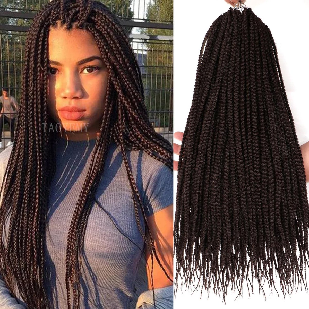 Crochet Braids Hair Extensions 6 Packs 24 inch Synthetic Braiding Hair Extension 22 Strands/Pack Crochet Hair Extension (4#, 24 inch)
