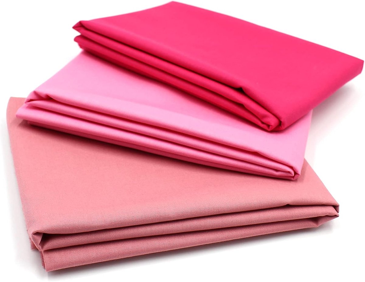 Stof Set Uni 100% katoen 1,5 m Materiaal naar keuze (roze tinten, set van 3)