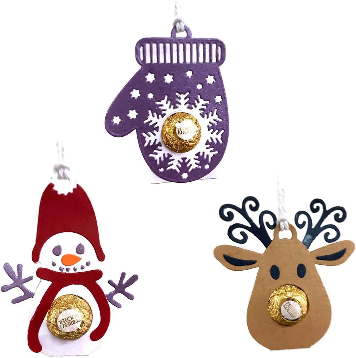3 stuks kerststanssjablonen, hanger, geschenkdoos, reliëfsjablonen, doos, stansvormen voor doe-het-zelf scrapbooking, knutselen, decoratie voor kerstboom, geschenken