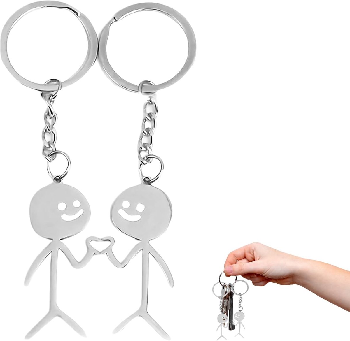 1 paar sleutelhangers partner, grappige sleutelhangers voor koppels, vriendschap matching sleutelhanger, hart vinger, cadeau, sleutelhanger, beste vriendin, roestvrij staal, afstandsbediening sieraden