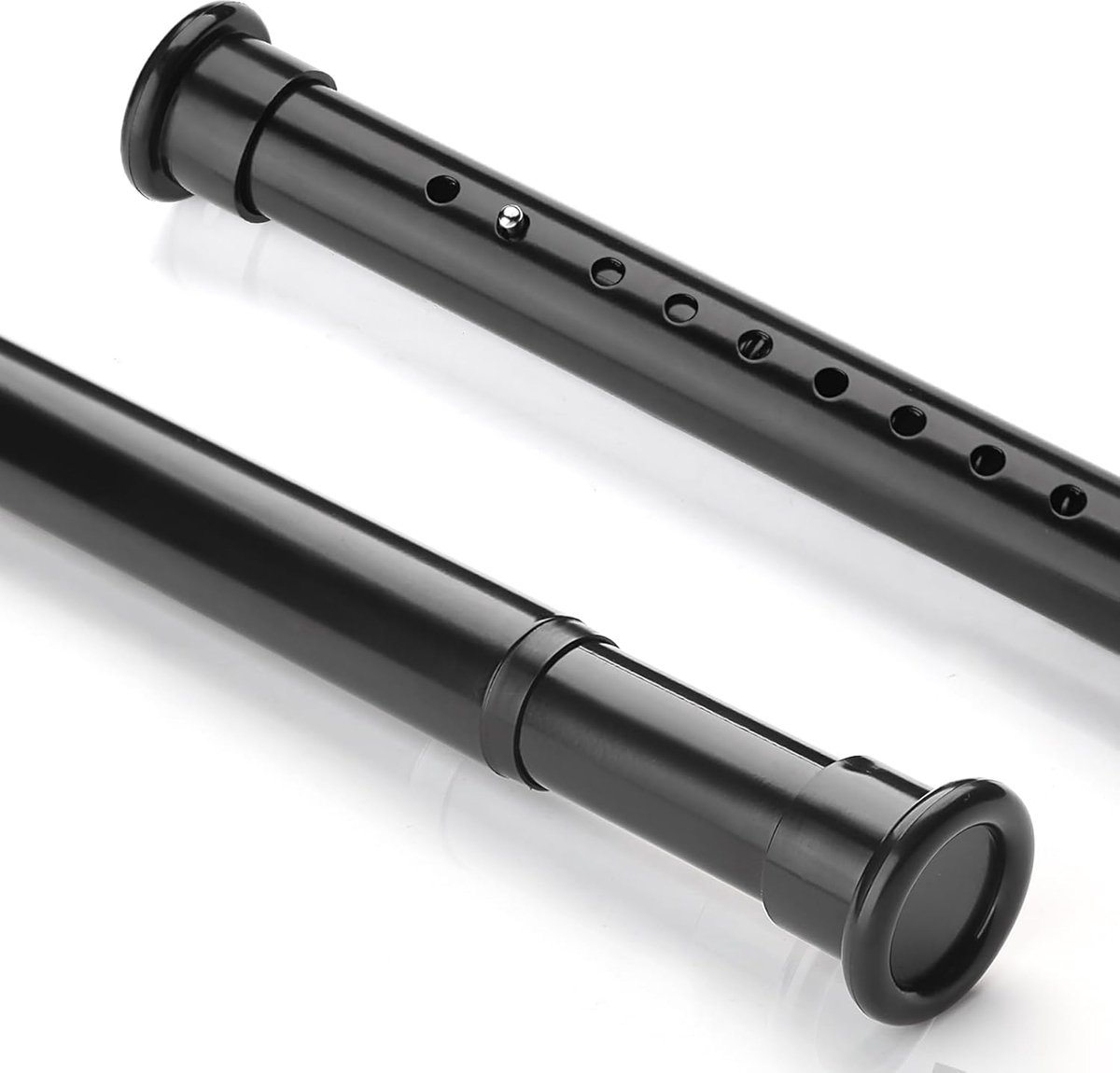Spanningsgordijnroede, 208-259 cm, veerkaststang, voor ramen of douche, eenvoudig te installeren, geen boren, geen roest, voor badkamer, stang 32TD82-102BLK