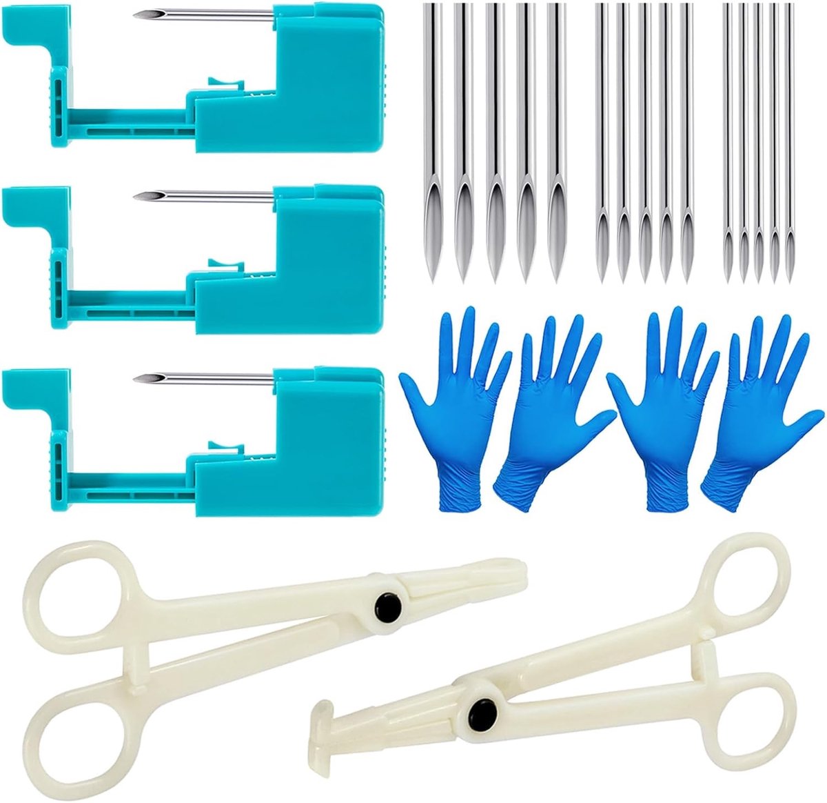 14G 16G 20G lichaamspiercing kit voor navel/lip/tong/oor/neus/wenkbrauw/ zelfpiercingpistool, naald, gereedschap