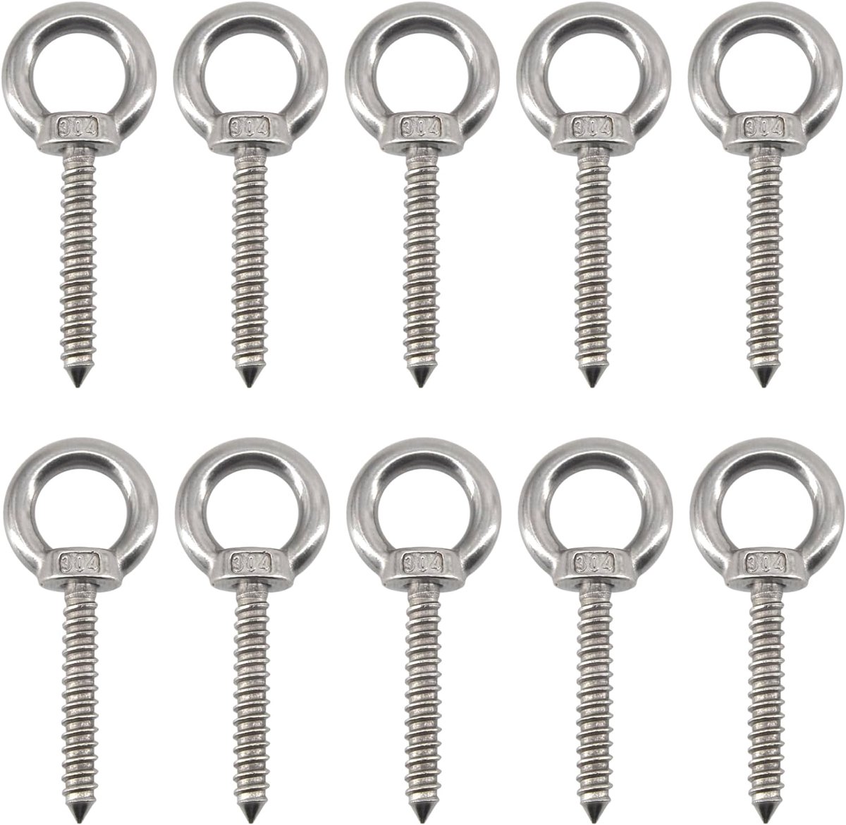 10 stuks M4 x 30 mm zelftappende oogschroef 304 roestvrijstalen schroefhaken voor hangende hangmat, yoga, schommelstoelen, buiten- en binnengebruik