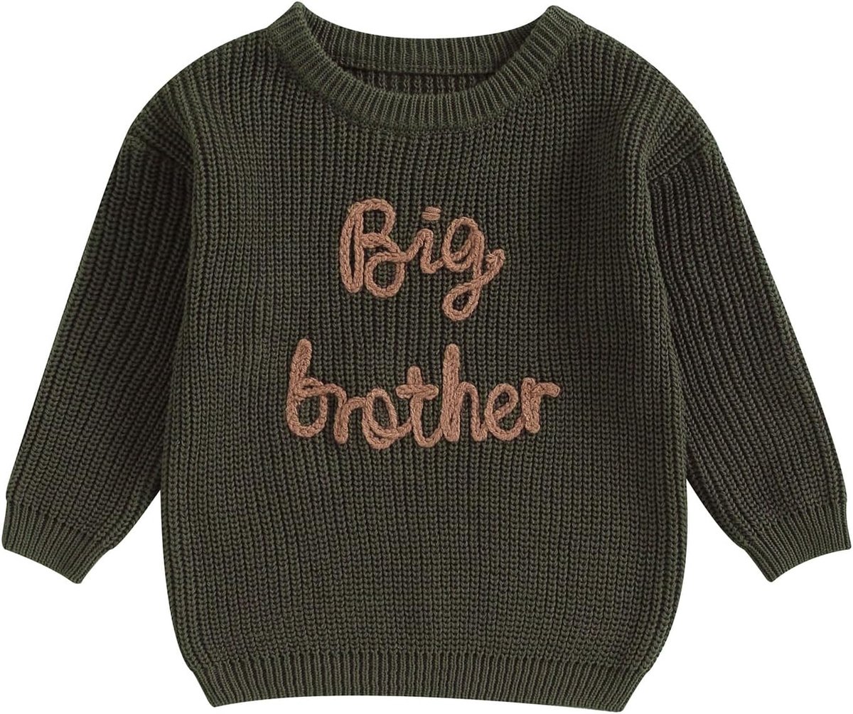 Baby Jongen Gebreide Trui Pasgeboren Kinderen Lange Mouw Knitwear Peuter Casual Top Kleding Broer Bijpassende Pullover Outfit Groeit Herfst Winter 0-5 Jaar