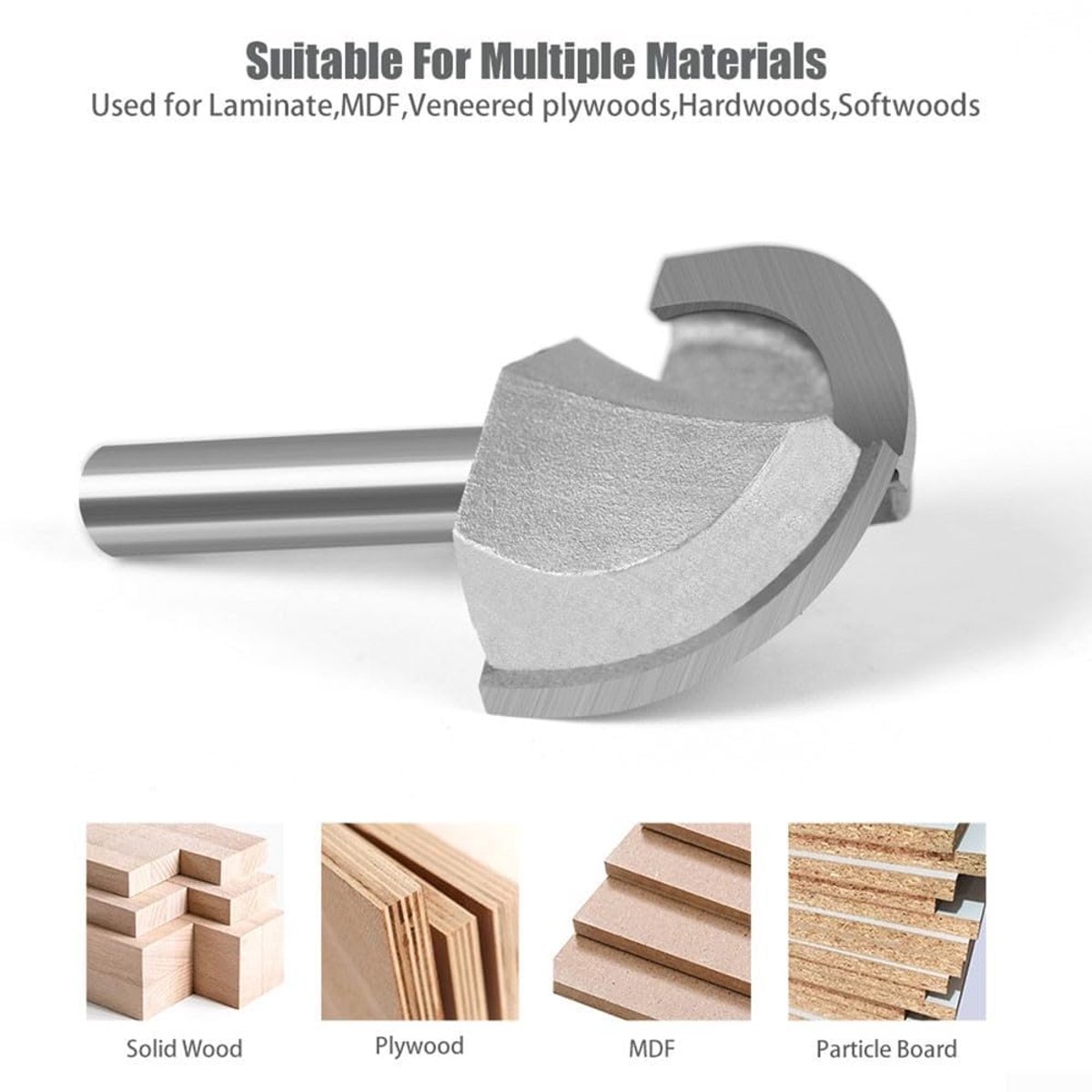 8mm schacht wolfraam staal ronde neus Cove Core Box Router Bit, laminaat fineer hardhout