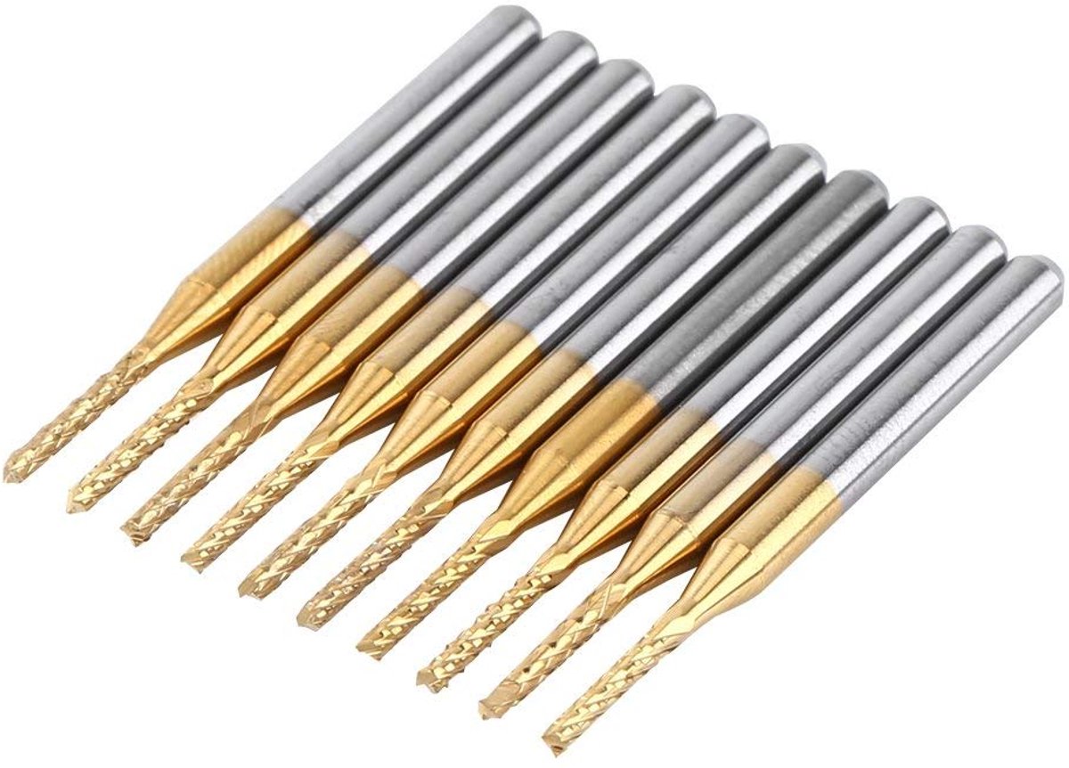 10 stuks 1,5 mm snijhuls CNC graveerbits wolfraam coating 1/8 inch schacht