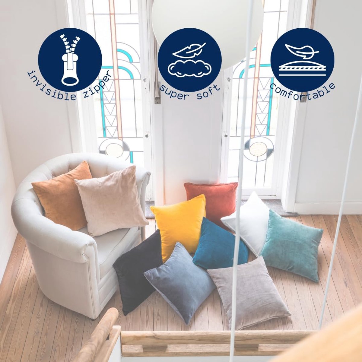 Home Studio - Kussen (gevuld) COTTON - SET/2 - Fluweel - 45x45 cm - Roest