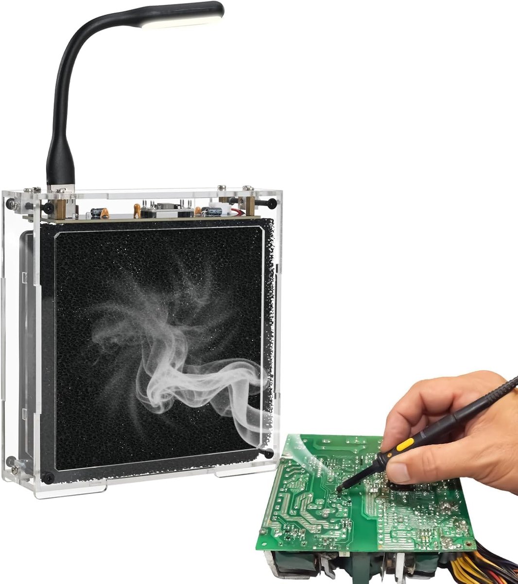 Soldeerrookafzuiger, soldeerbouwset met ledlicht en filter, soldeerrookfilter voor soldeerstation, elektronisch soldeerproject met stille ventilator voor maker STEM studenten