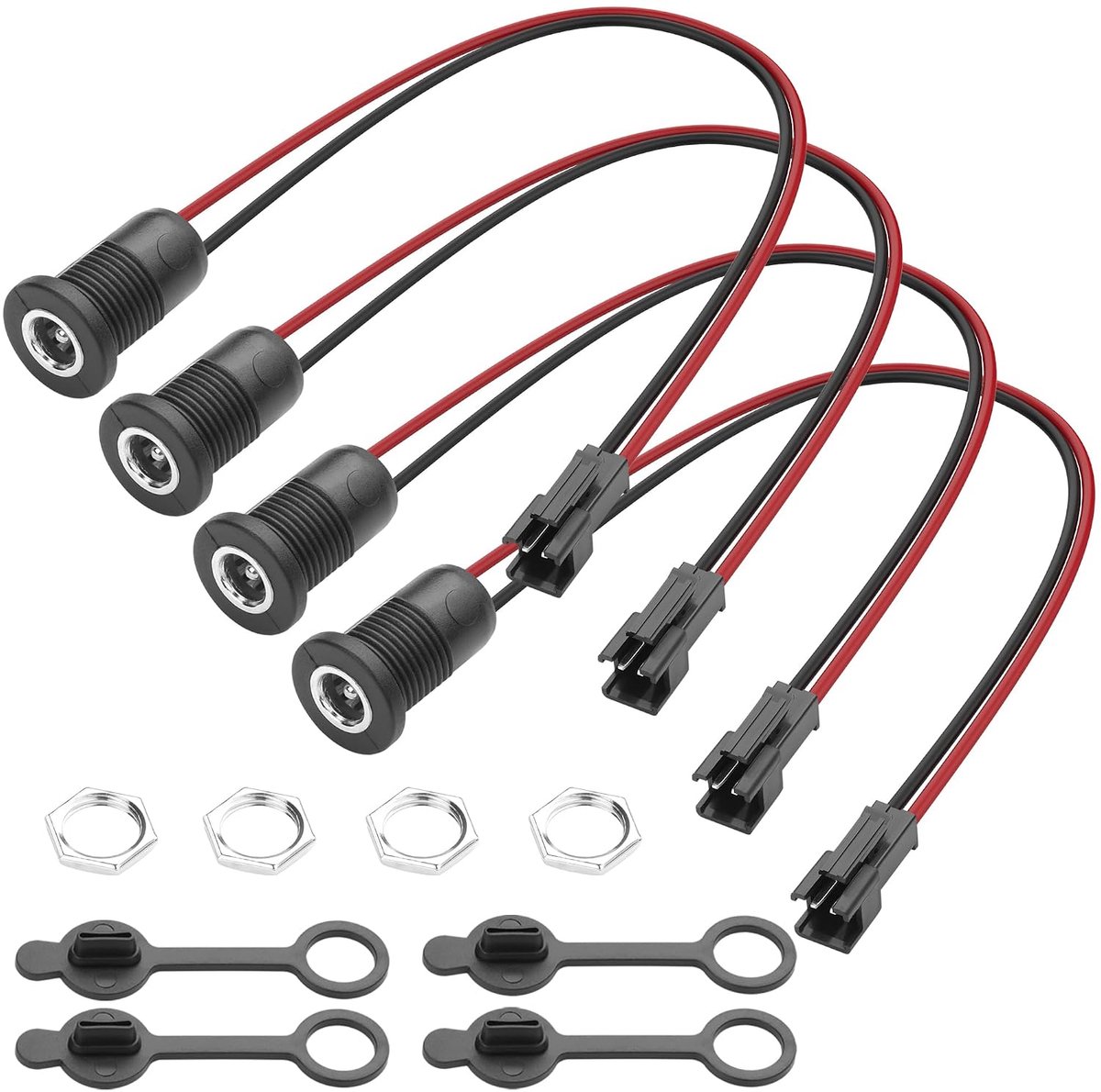 DC 5521 mm op 2-pins mount connector 4 stuks DC 5,5 * 2,1 mm Power Jack bus met schroefdraad op JST SM 2-pins mannelijke paneelmontage