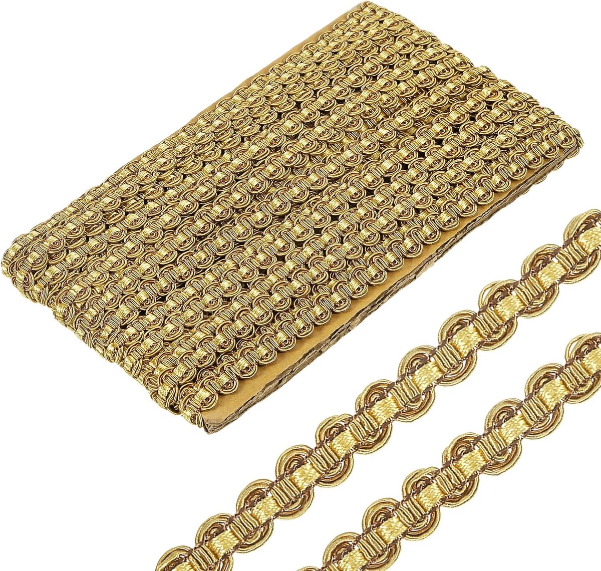 Sourcing map 13 Yard Gimp Braid Trim 3/8 Inch Polyester Geweven Braid Trim Opholstery Trim Decoratieve Gimp Trim voor DIY Ambachten Naaien Gordijn Slipcover Costume, Goud