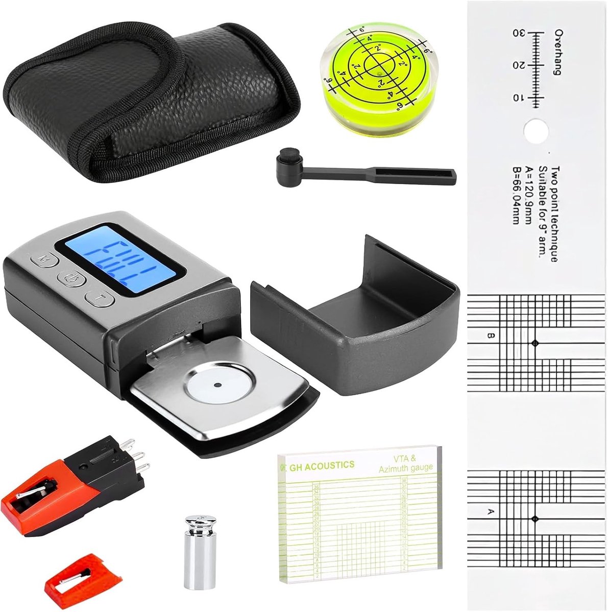 Instelset voor Platenspeler - Zwart - Complete Kalibratie Set met Digitale Weegschaal en Reinigingsborstel - Voor Audioliefhebbers