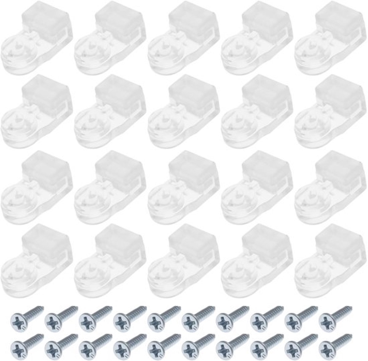 Glasclip 20 Stuks - Bevestigingsclip voor 3-4mm Dik Glas - Kunststof/Rubber - Transparant Ontwerp - 21.5x12.5x10mm - Duurzaam