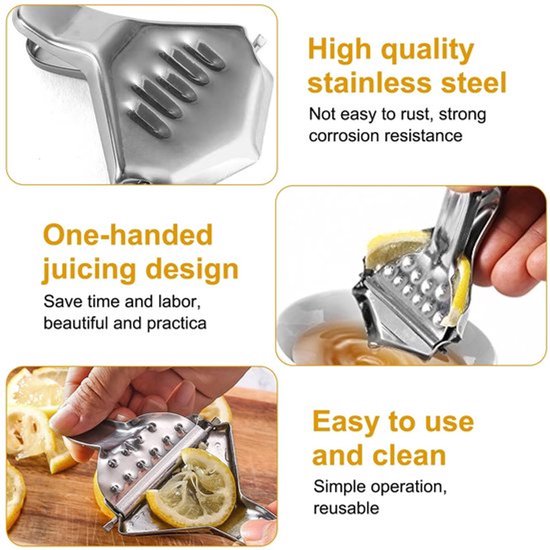 6 Stuks Hand Citruspers - Roestvrijstalen Handpers voor Fruit en Sap van Merkloos — afbeelding 4