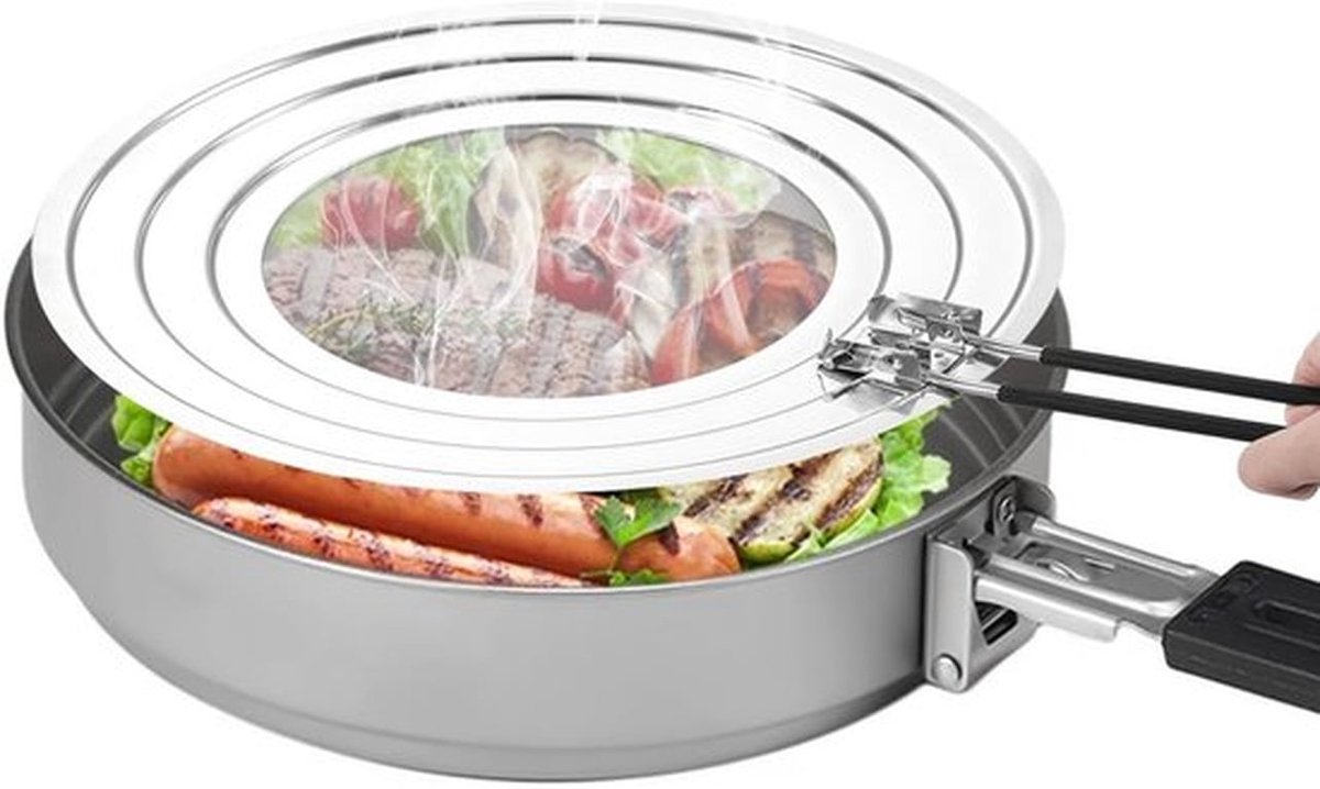 Spatbescherming Roestvrij Staal 30 cm - Opvouwbare Siliconen Handgreep - Antislip - Hittebestendig - Universele Spatbeschermer - Panbescherming