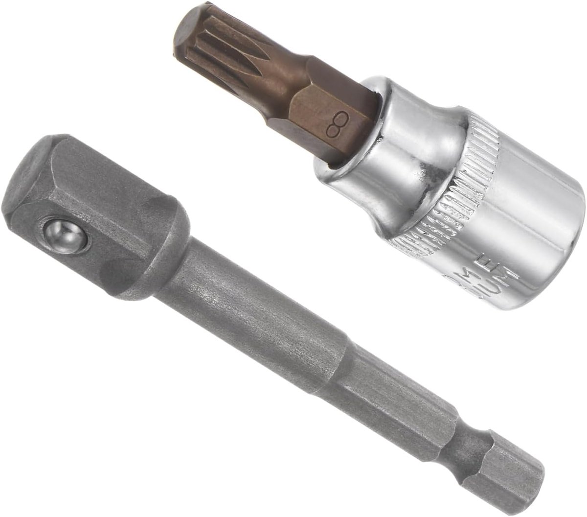 Bit Socket, M8 Bit 3/8" Drive 2" lengte, CR-V Socket met Socket Extension - (Toepassingen: voor bevestigingstoepassing)