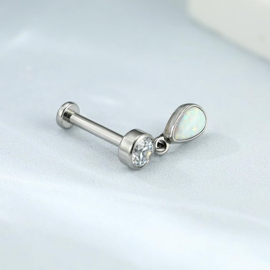 Hengkaixuan 16G Tragus Conch Helix Medusa Lip Chain Kraakbeen Piercing Sieraden Lip Ring Labret Tragus Sieraden Intern Schroefdraad Kraakbeen Helix Oorbel Titanium Platte Terug Labret Stud — afbeelding 2