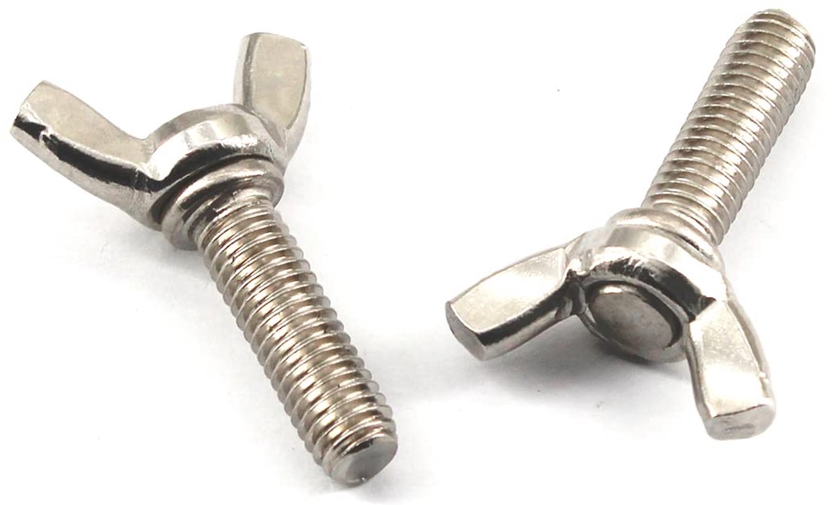 304 RVS M6 Wing Vlinder Moeren en Bouten Set, M6x10 Bouten en Vleugelmoeren Set Vlinderschroeven en Moeren Pack van 20