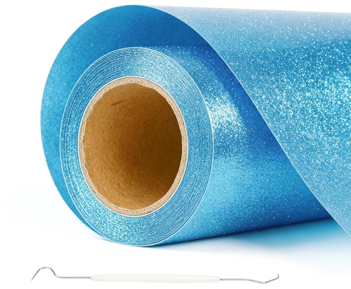 Iron On Heat Transfer Vinyl Paper 30×200 cm,Plotterfolie Textiel Transferfolie Plotter Flexibele Folie,Gemakkelijk Snijden voor Cricut,T-shirt,Stoffen (Aquablauw)