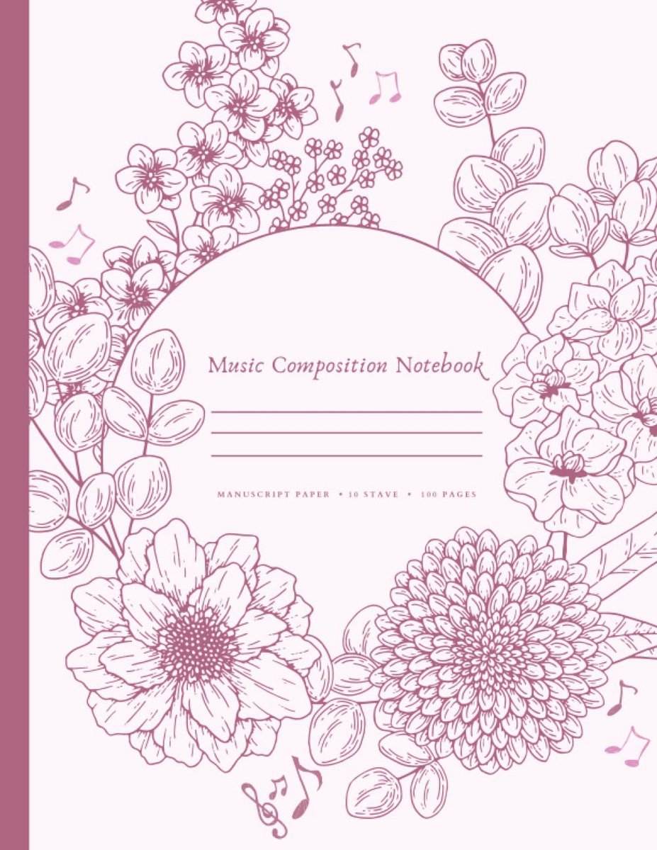 Vintage Floral Music Composition Notebook: 100 Pages of Manuscript Paper for Young Student Songwriting