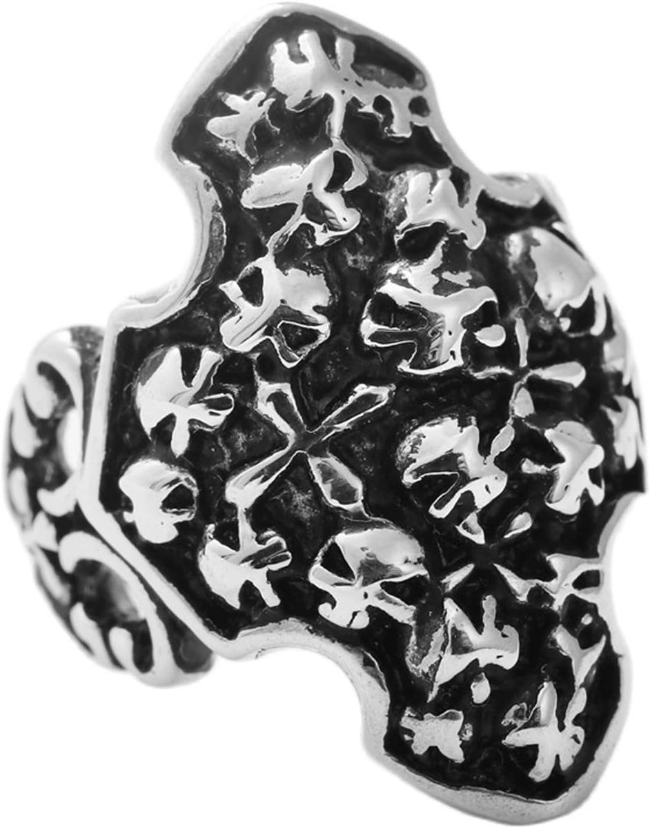 Kruis schedel hoofd retro trendy mannelijke punk ring