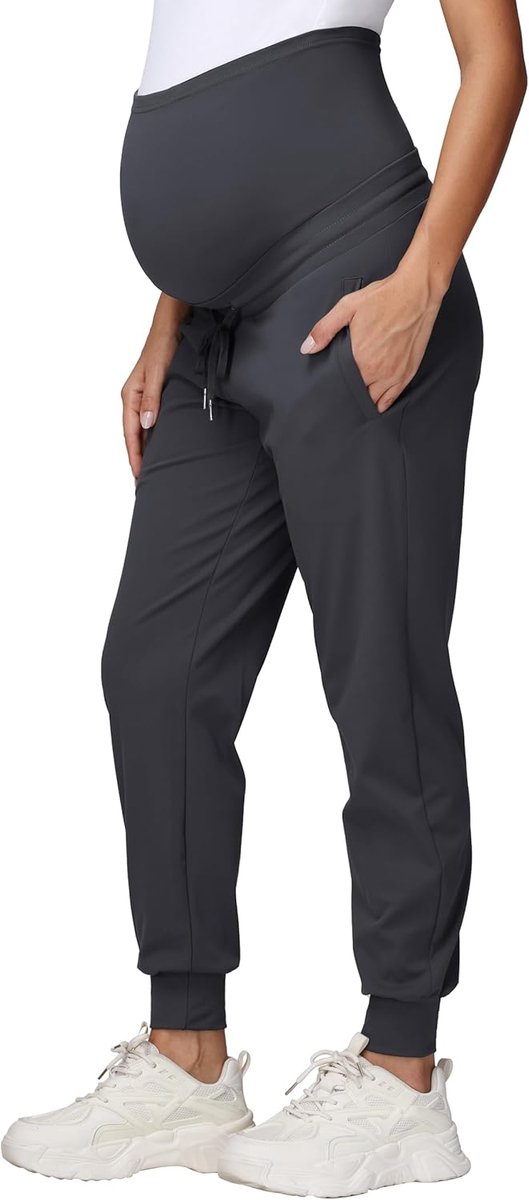 Zwangerschapsbroek voor dames, joggingbroek, sweatpants, trekkoord, zakken, zwangerschapsbroek, hardlopen, lounge, workout broek