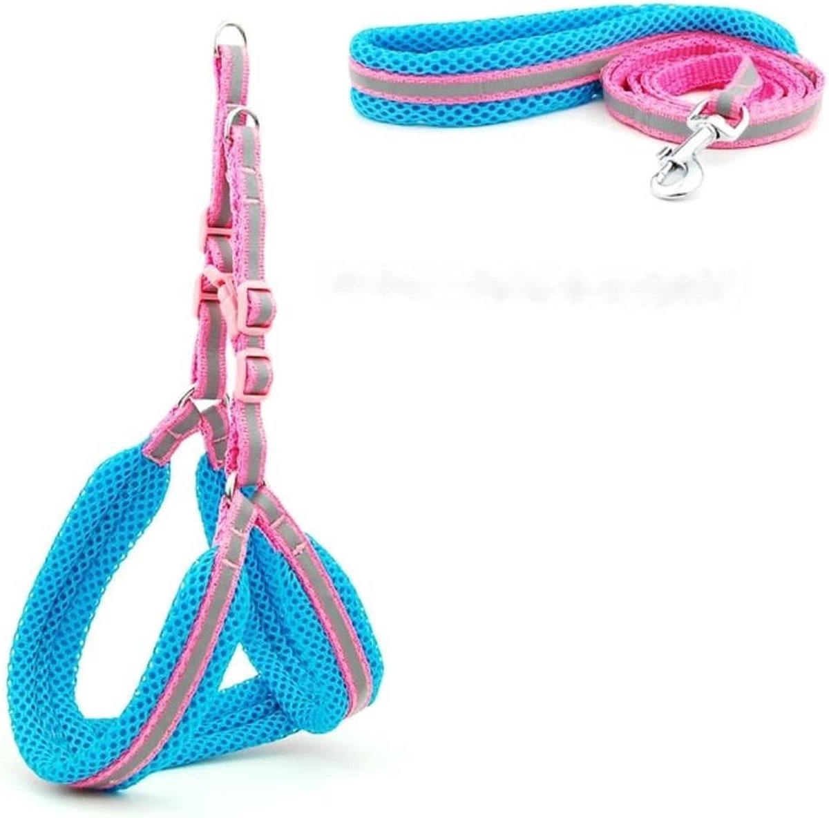 Harness Dog Cat Vest Reflective Breathable Mesh Pet Supplies Dog Leash Harness Adjustable Collar Small Dog Night-Pink Rf Sets,S