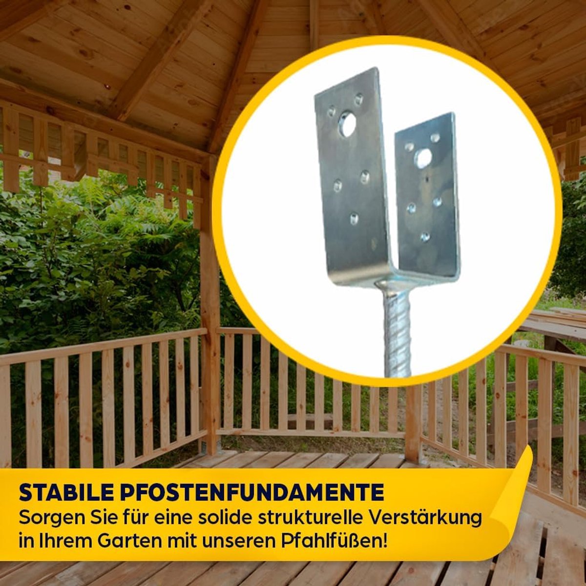 H-vorm om in beton te zetten, steunpoot 81 x 600 x 60 mm, paalanker van verzinkt staal, 6 mm, grondanker voor houten palen, paalschoen voor terrassen en hekken
