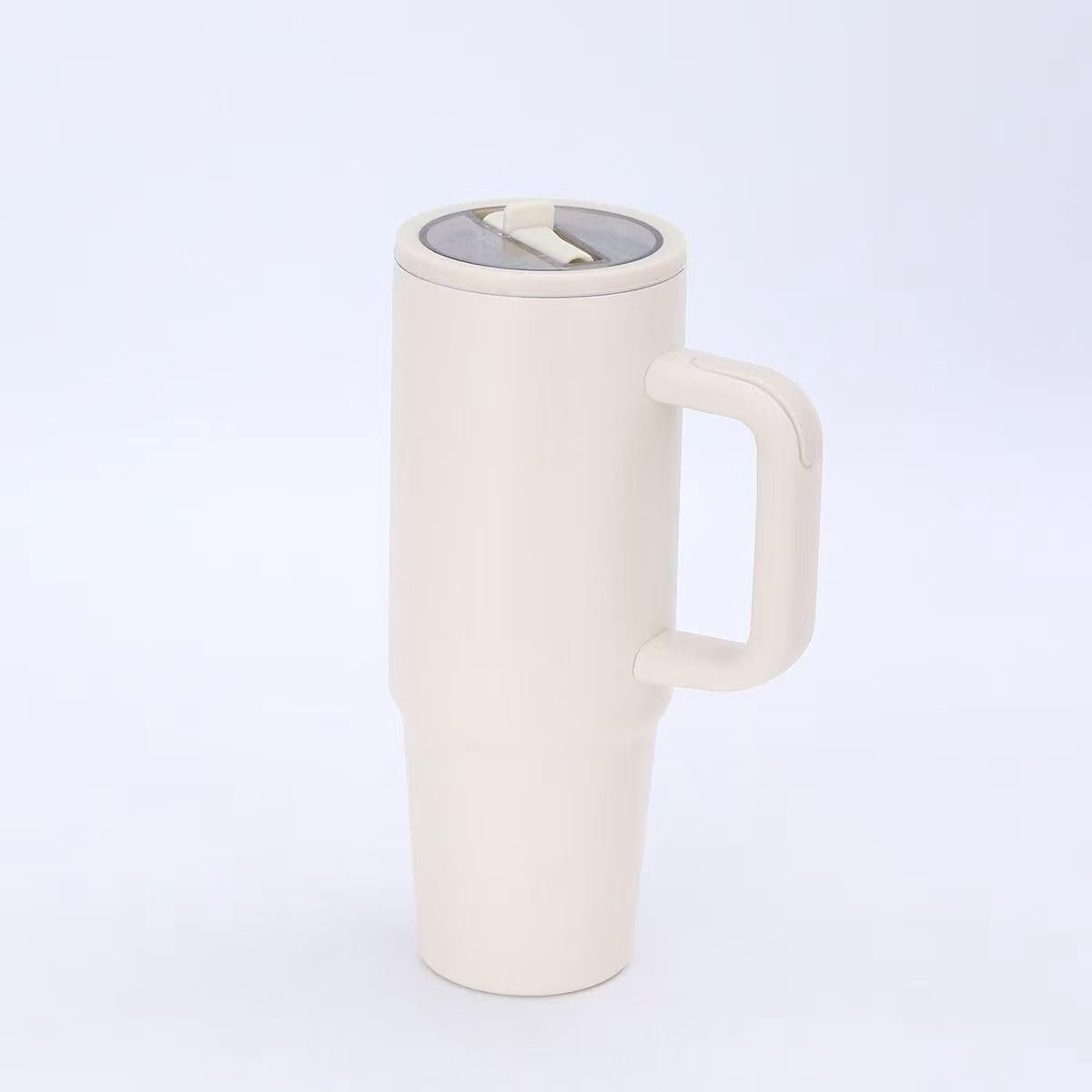 40oz Flip Cap rietjesbeker met handvat geschikt voor auto bekerhouder lekvrije drinkbeker 304 Roestvrij staal materiaal - Waterfles voor reizigers (Lvory)