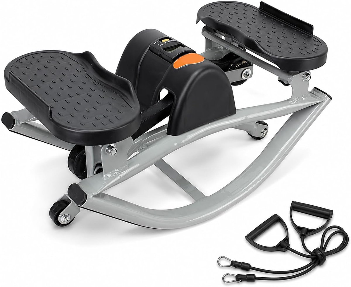 Stepper met zijbeweging, draagbaar, billen met weerstandsbanden | Compacte fitnessmachine voor thuis, kantoor, woonkamer, buikspiertraining, benen