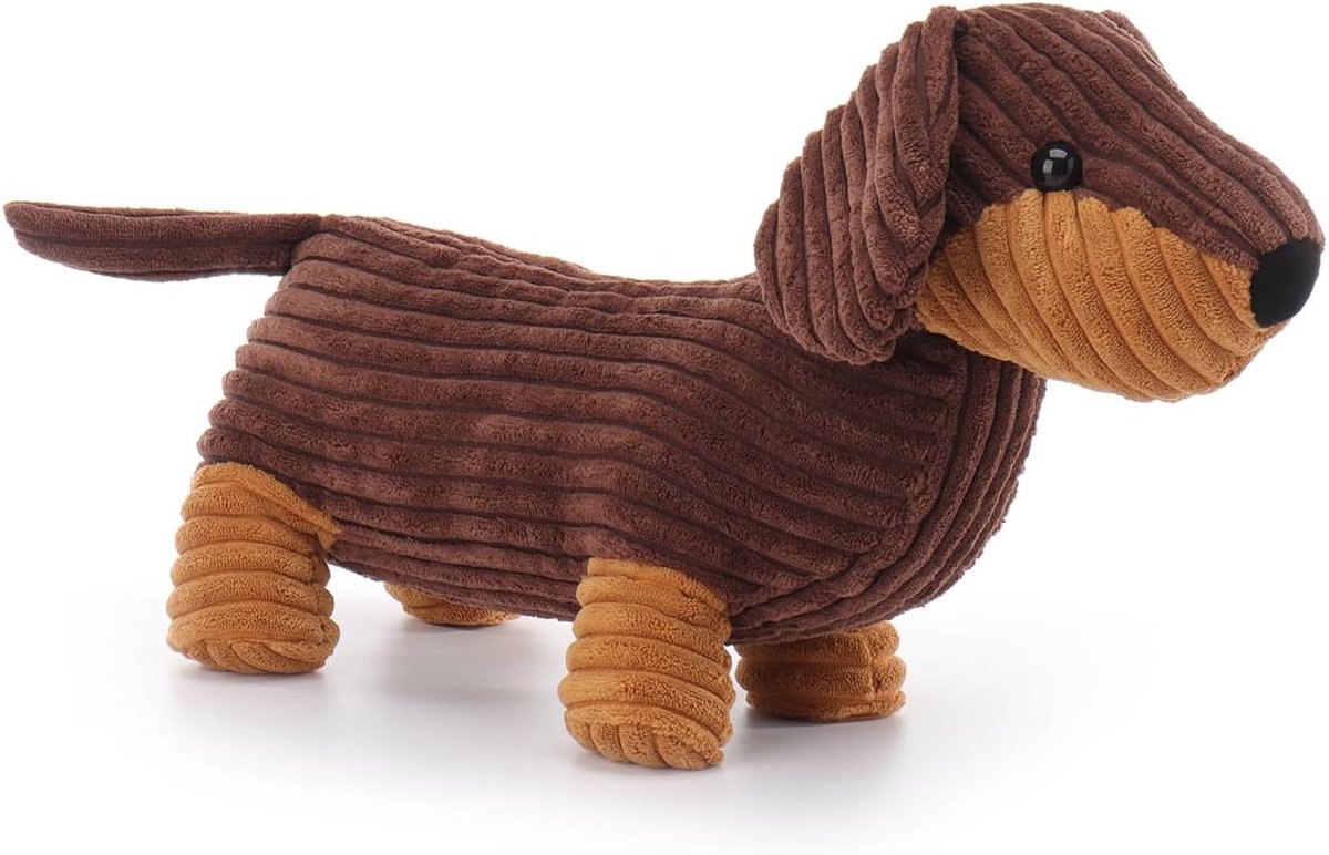 Lamb Henry teckel pluche dieren voor kinderen, zacht schattig knuffeldier voor baby's, meisjes en jongens, wollige Henry teckel, bruin, 40 cm