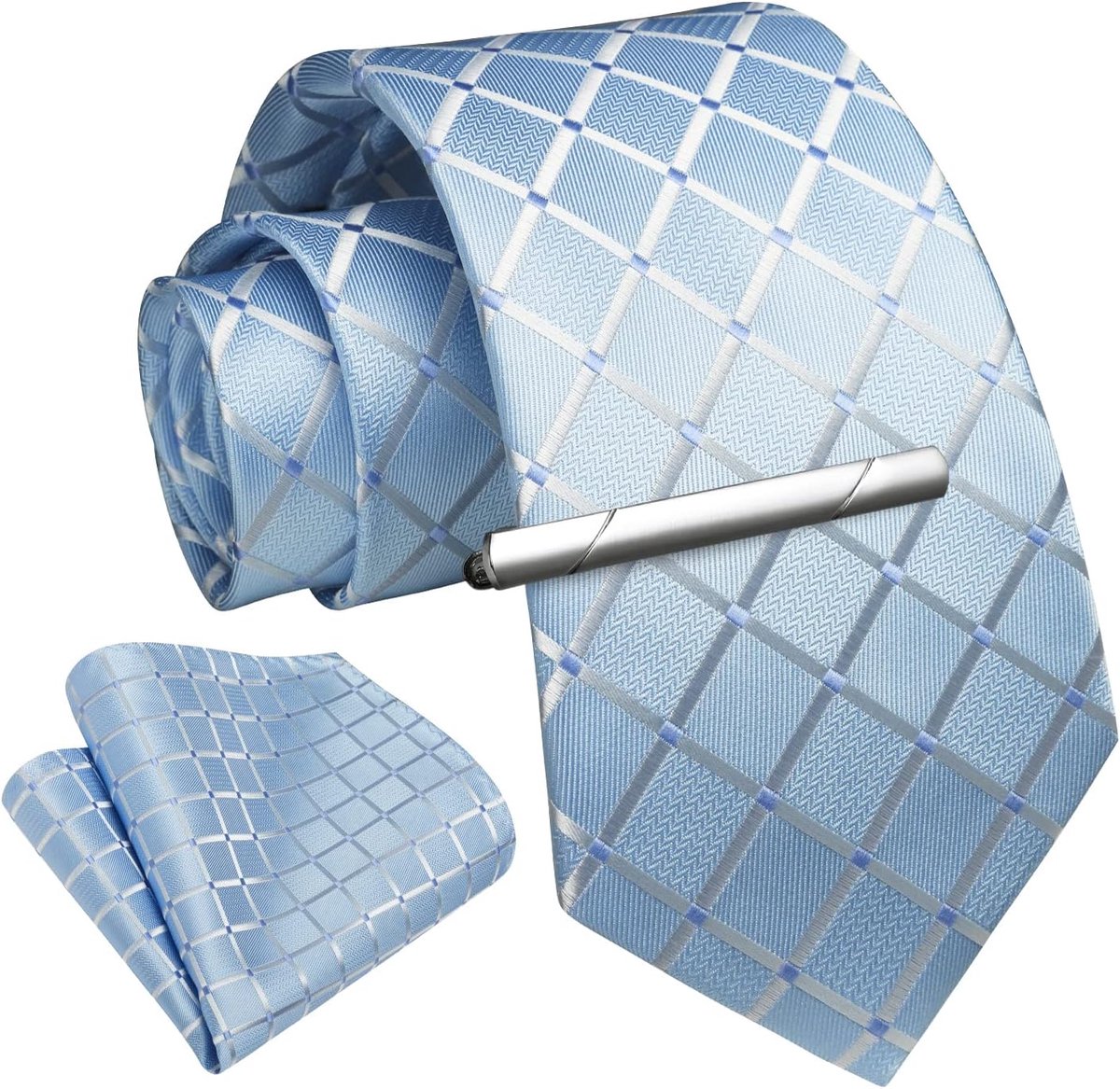 Stropdas en pochet voor heren, paisley geruite stropdassen voor mannen met dasclip, zakelijke formele bruiloftsstropdassen, zakdoek, dasspeld, cadeausets