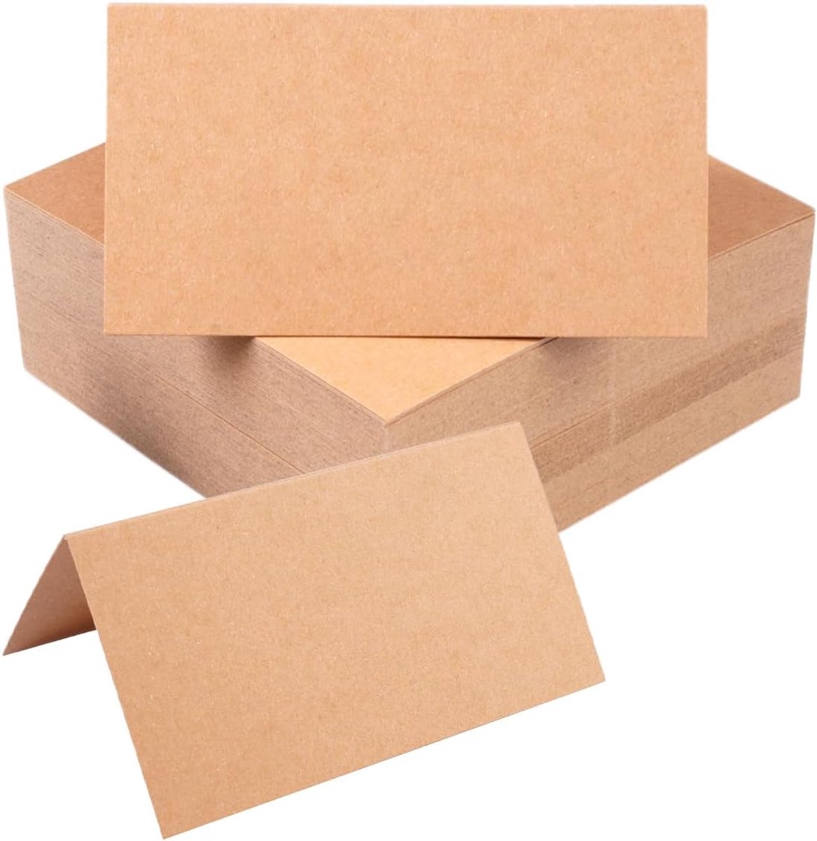 100 Stuks Kraftpapier Tafelkaarten, 9X10cm Plaatskaarten, Bruin Naamkaarten | om Zelf te Beschrijven, voor Bruiloft, Verjaardag, Communie, Doop, Evenementen, Vieringen, Banketten, Diner Feesten