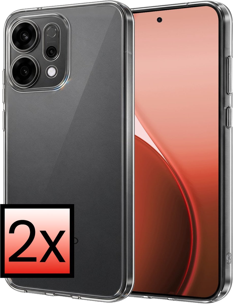 Hoesje - 2 Stuks - Geschikt voor Oppo Reno 14 - Sterk & Shockproof - Case Siliconen - Back Cover - Telefoon Hoes - Transparant