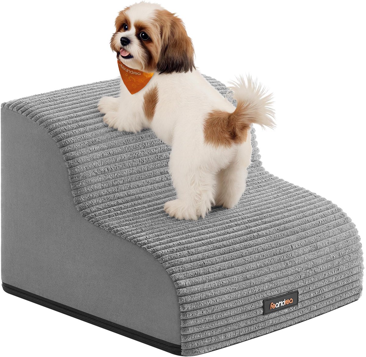 Hondentrapje met 2 Treden - Hondenhelling voor Kleine Honden & Katten - Antislip Traptreden voor Bed en Bank - Waterafstotend met Afneembare Wasbare Hoes - Met Handgreep - Duifgrijs
