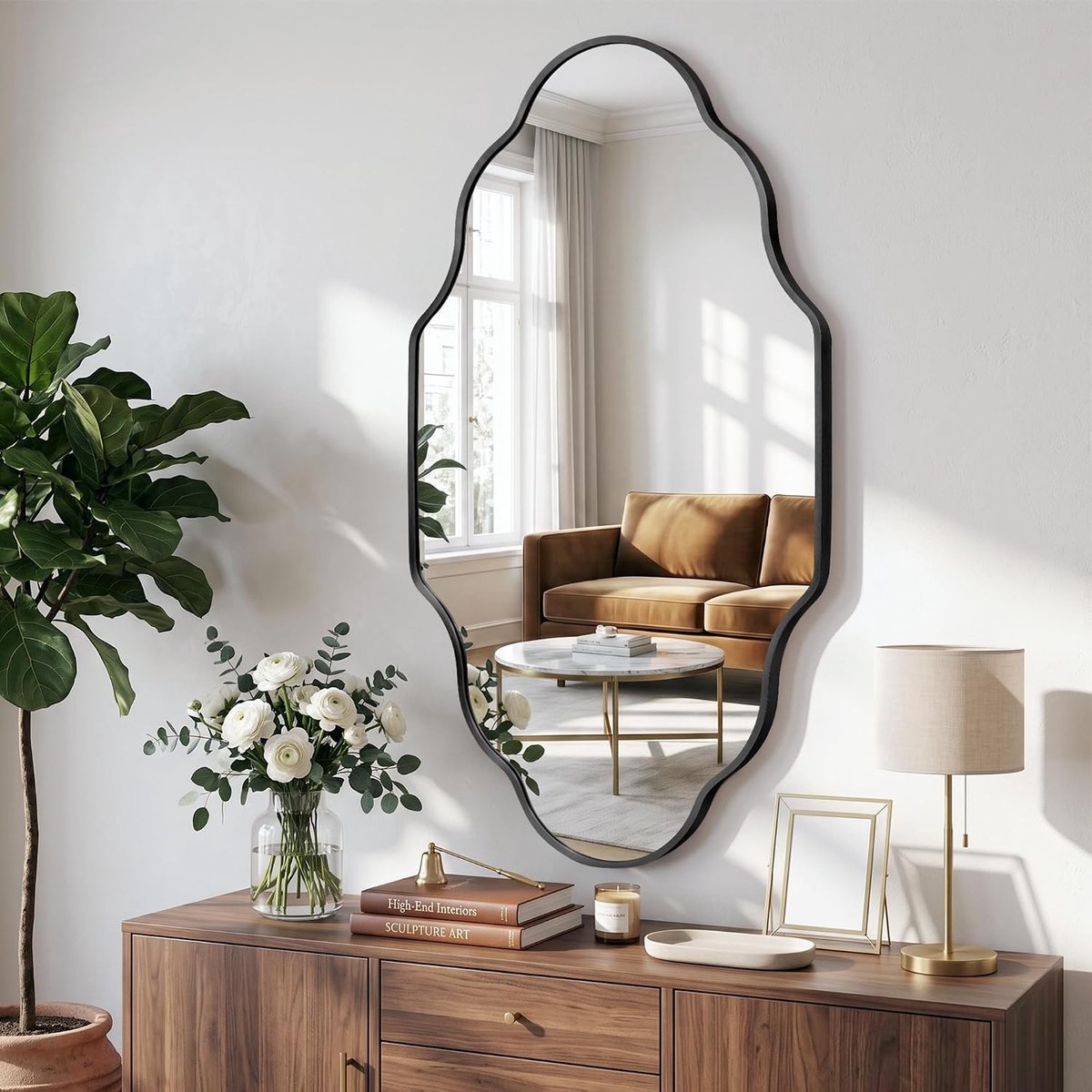 Wandspiegel voor badkamer - zwarte spiegel - 65 x 115 cm - modern design met aluminium frame - voor badkamer - slaapkamer - woonkamer - eetkamer - kleedkamer - entree