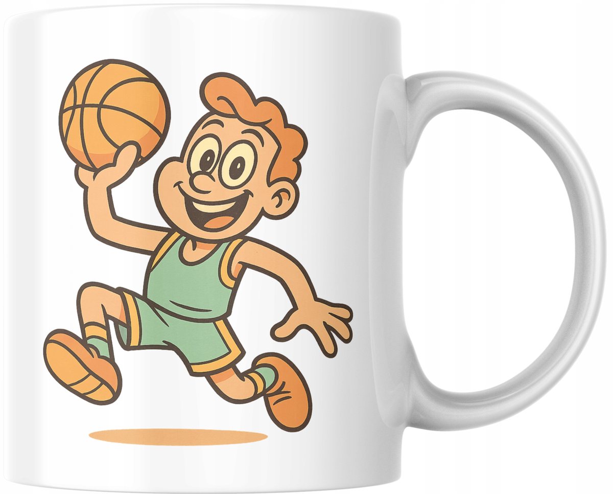Grappige basketbalmok cartoonstijl, perfect cadeau voor sportfans