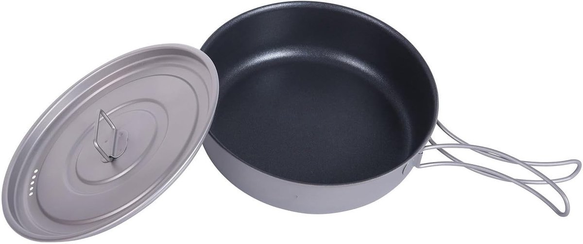 Koekenpan - Met Antiaanbaklaag - 19 cm - Hoogwaardig Titanium - Voor Outdoor Koken