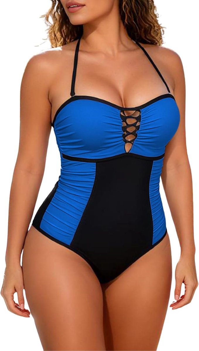 Dames buikweg slank sexy push-up badmode vintage slim fit ruches monokini badpakken rugvrij badpak
