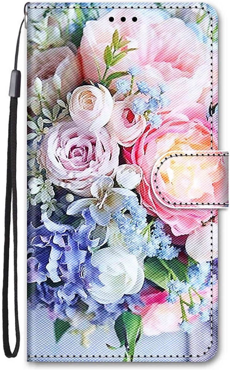 Portemonneehoesje voor meisjes en mannen, compatibel met Samsung Galaxy A40, lederen portemonneehoesje met standaard, kaartsleuf en standaard, ontwerp met dierenpatroon, schattig hoesje -