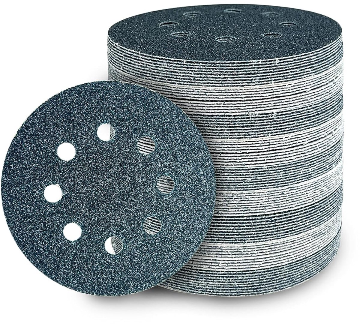 80 stuks, 125 mm, klittenband, korrel 40, schuurschijven, rond, 8 gaten, voor excentrische schuurmachine