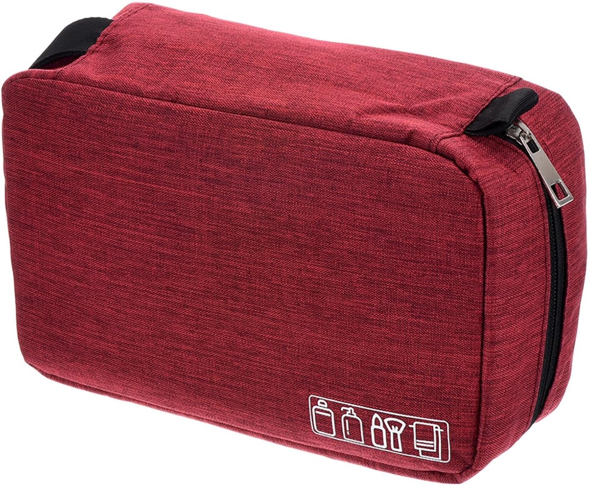 Toilettas voor op reis, draagbare cosmetica-organizer, waterdichte toiletartikeltas met 360° ophanghaak, voor mannen en vrouwen, rood, bordeauxrood (wine red)