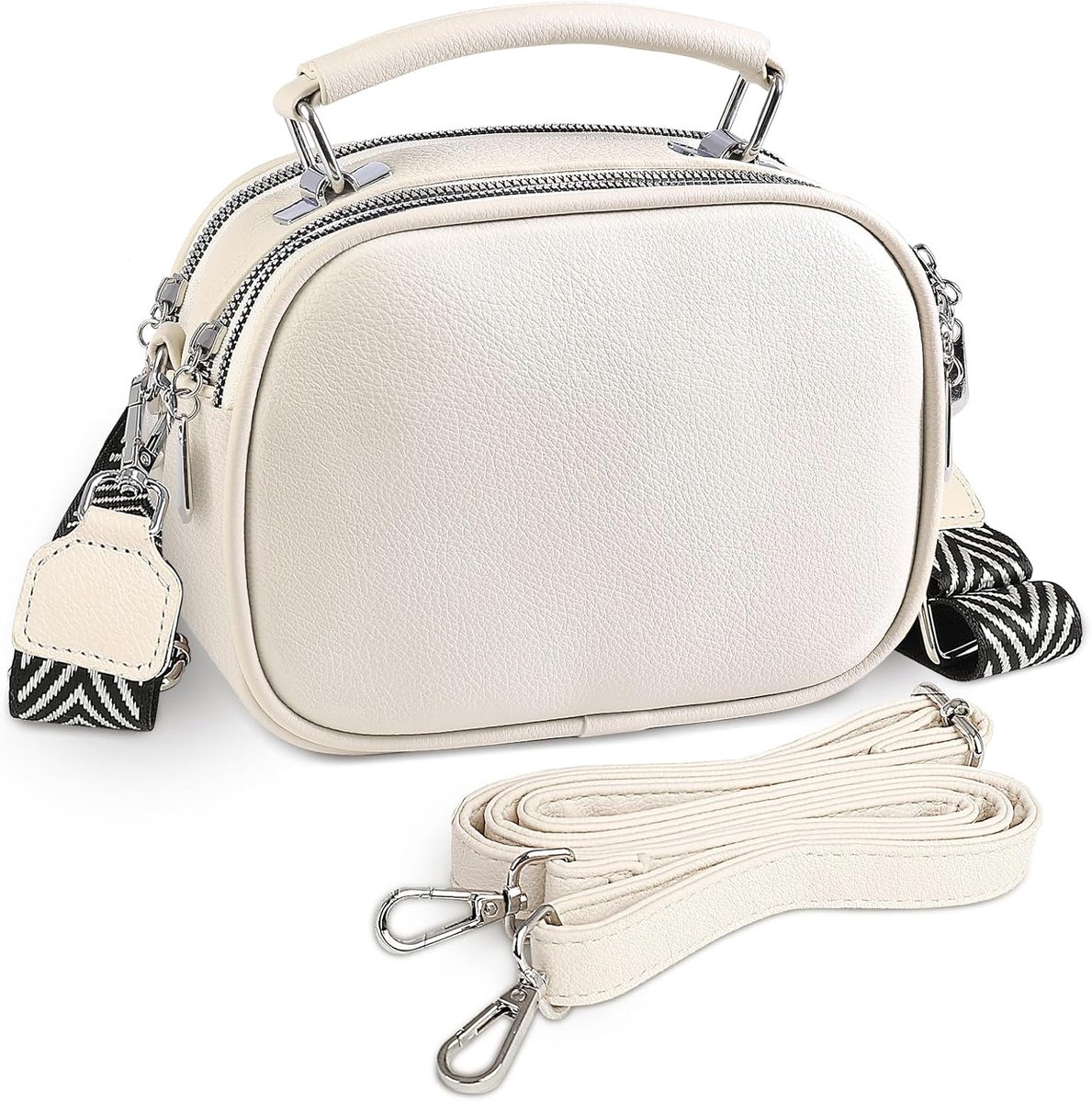 Cross-Body Tas Lederen Kleine Schoudertas met 2 Afneembare Bandjes Dames Reizen Telefoon Tassen