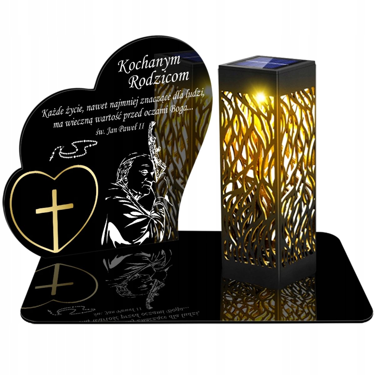 Znicz Solarny LED Wieczny Grób - Lampka Serce 3D