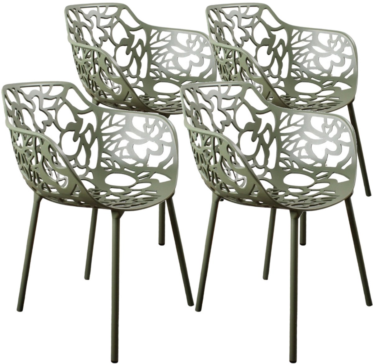 DS4U® - Cast eetkamerstoel - Set van 4 - Avocado - Aluminium - Met armleuning